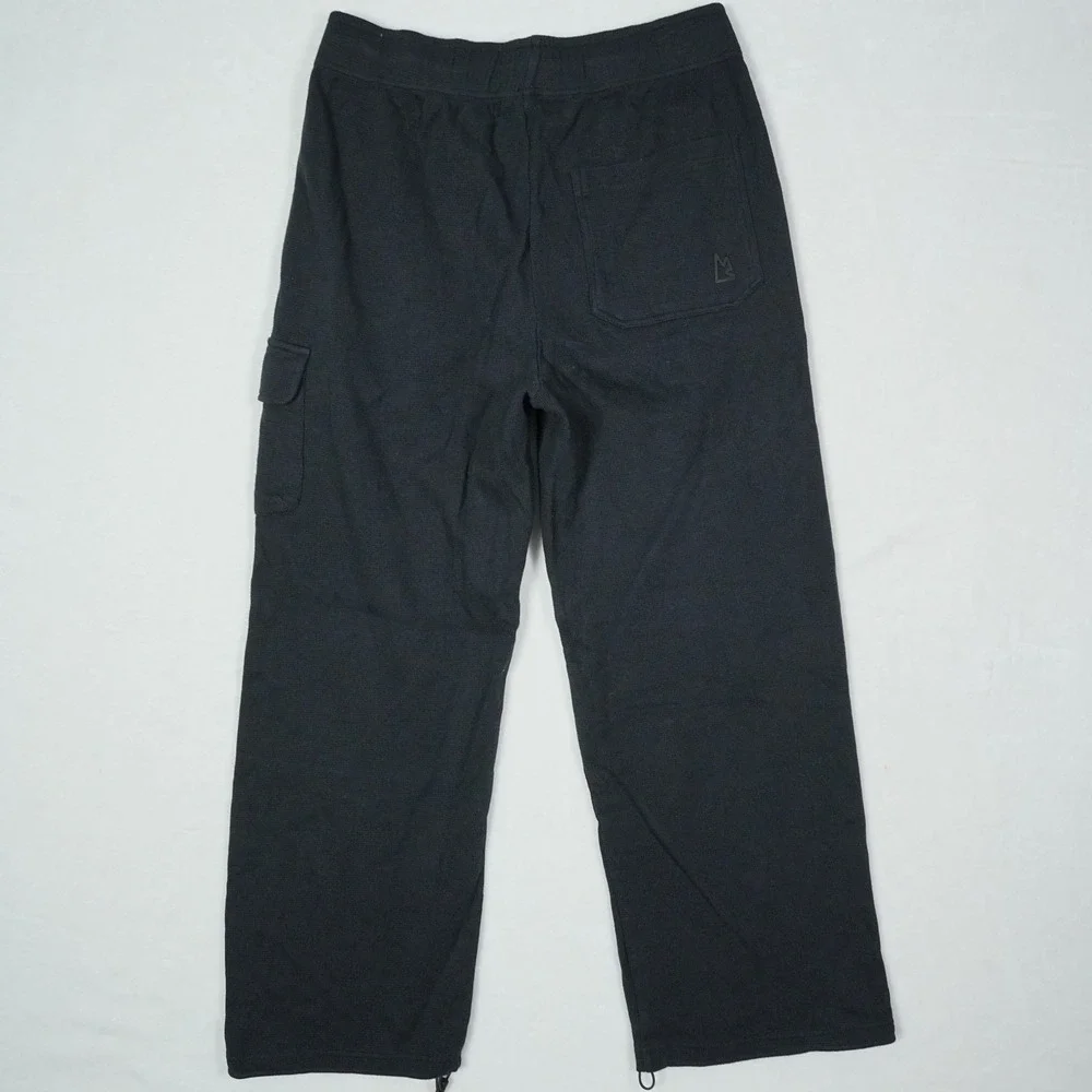 Magnlens Mens Baggy Waffle Knit Cargo Pants Black Size M Adjustable Hem - Picture 3 of 7